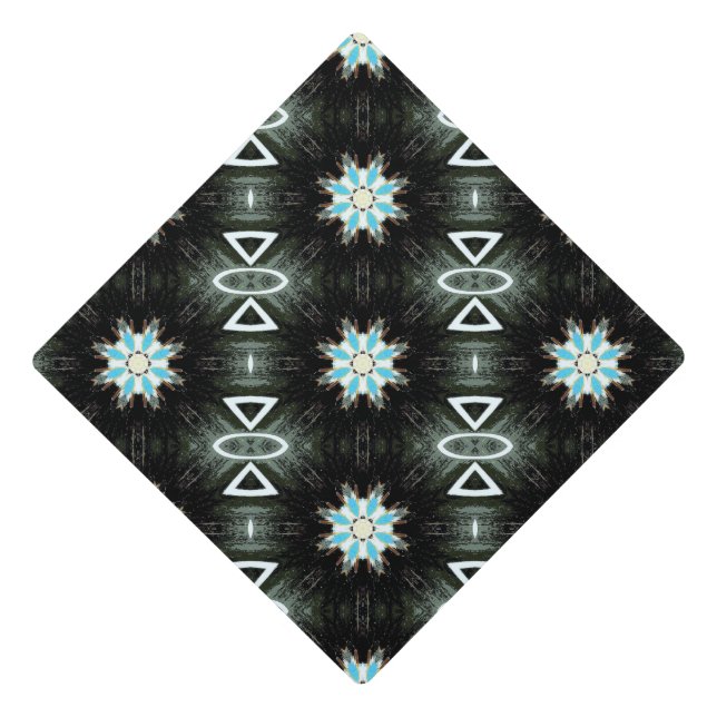 Blue star-bursts geometric black Thunder_Cove Graduation Cap Topper (Front)