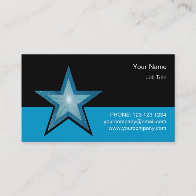 Blue Star business card template blue black (Front)