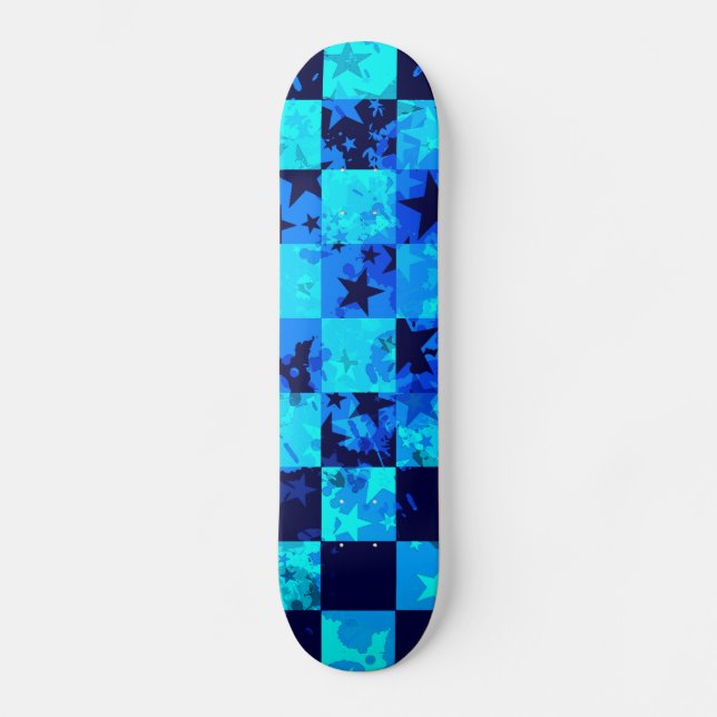 Blue Star Checker Skateboard (Front)