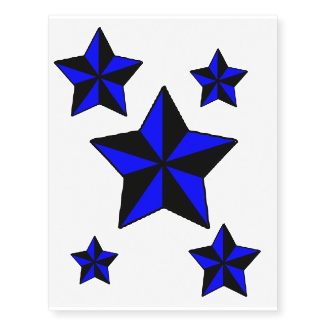 Blue star design temporary tattoos (Front)