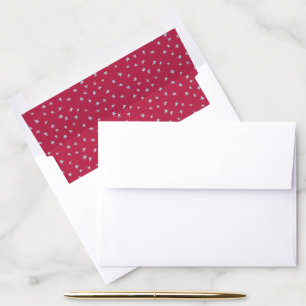 Blue Star Doodles on Red Patriotic American Envelope Liner