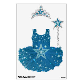 Blue Star fairy princess faux glitter print Wall Sticker