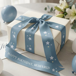 Blue Star Goose Happy Birthday Personalized Ribbon