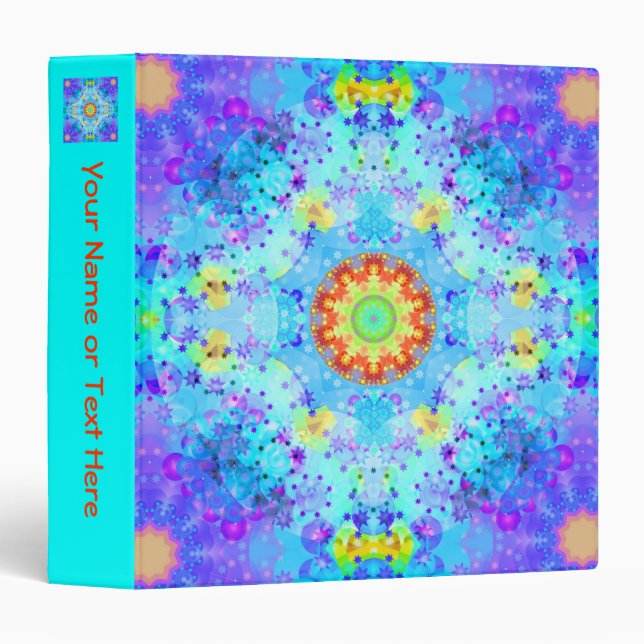 Blue Star Hippy Mandala Patterned 3 Ring Binder (Front/Spine)