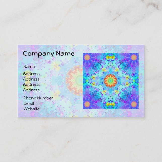 Blue Star Hippy Mandala Patterned Business Card (Front)