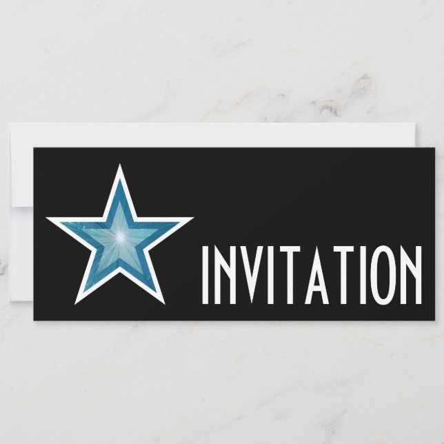 Blue Star 'INVITATION' black long Invitation (Front)