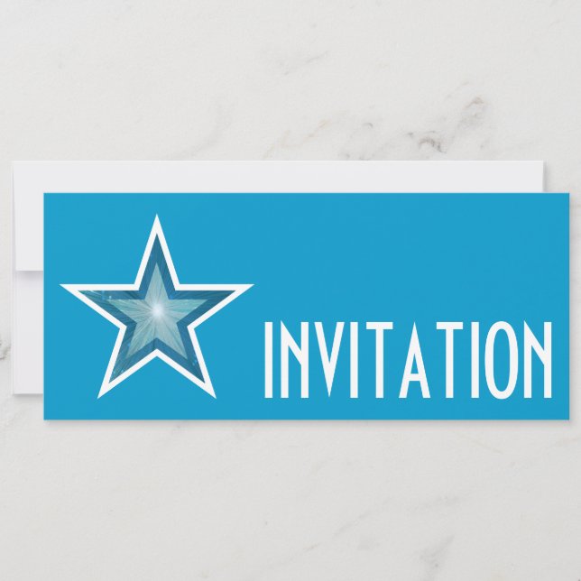 Blue Star 'INVITATION' blue long Invitation (Front)