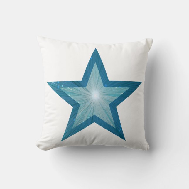 Blue Star large & small square white Throw Pillow (Front)