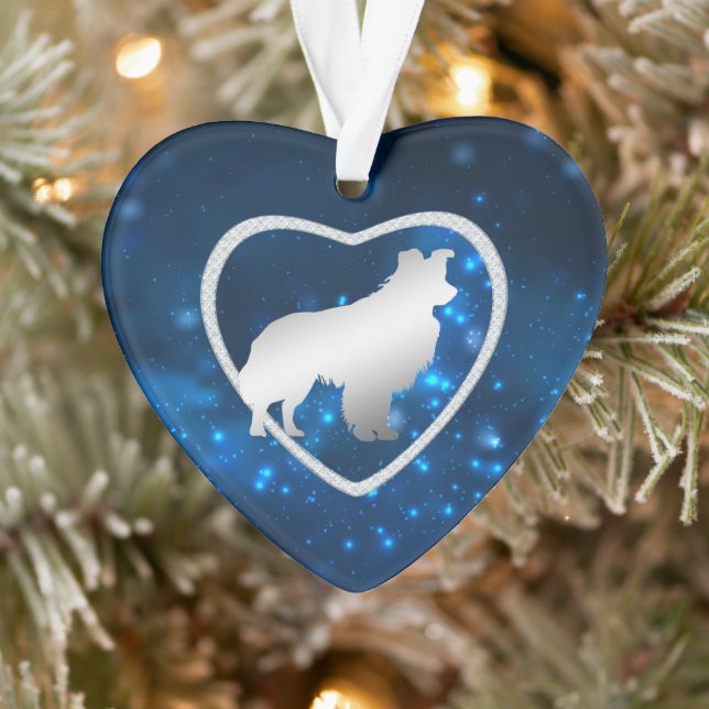 Blue Star Lights Border Collie Dog Ornament (Tree)