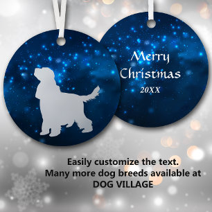Blue Star Lights English Cocker Spaniel Christmas Metal Ornament