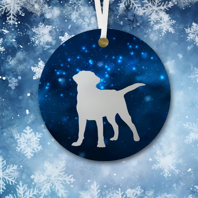 Blue Star Lights Labrador Retriever Dog Christmas Metal Ornament (Creator Uploaded)