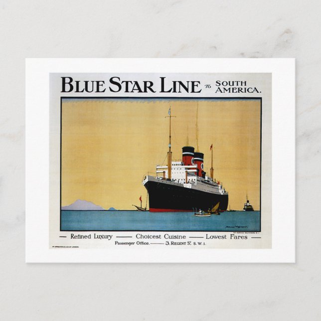 Blue Star Line South America Postcard (Front)