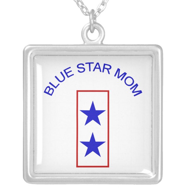 Blue Star Mom 2 Silver Plated Necklace (Front)