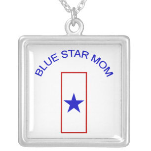 Blue Star Mom Silver Plated Necklace