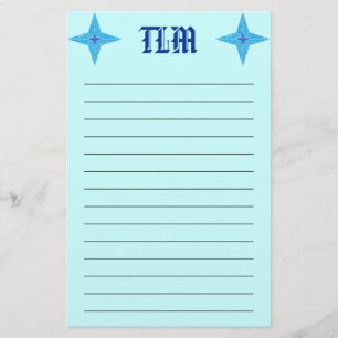 Blue Star Monogrammed Stationery Lined