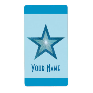 Blue Star 'Name' stripe label pale blue