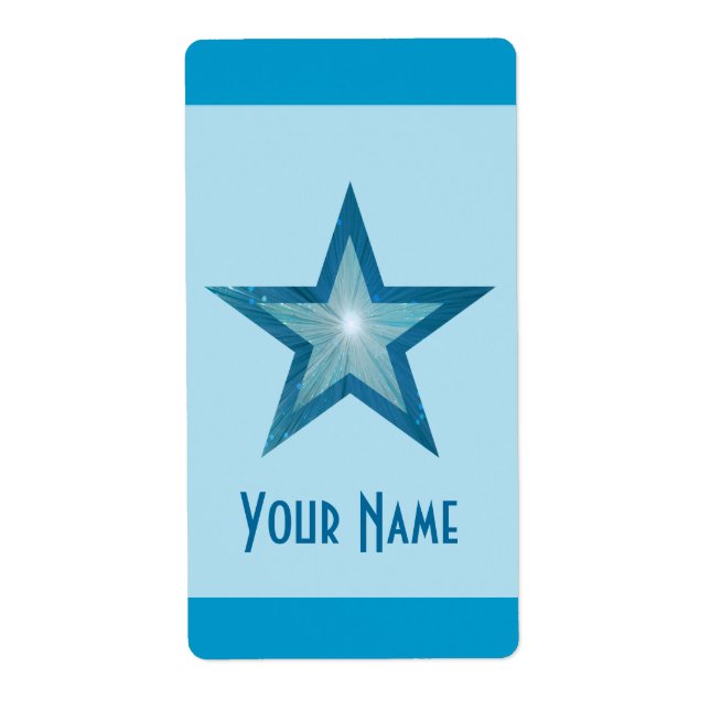 Blue Star 'Name' stripe label pale blue (Front)