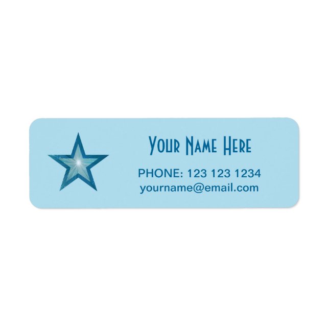 Blue Star 'Name' text small pale blue Label (Front)