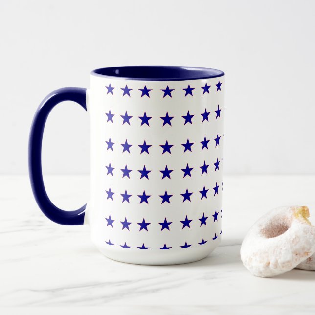 Blue star Of American Flag Mug (With Donut)