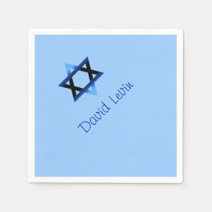 Blue Star of David Bar Mitzvah, Custom Paper Napkins