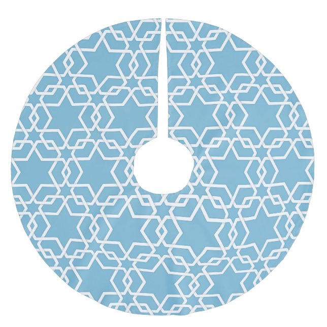 Blue Star Of David Brushed Polyester Tree Skirt (Front)