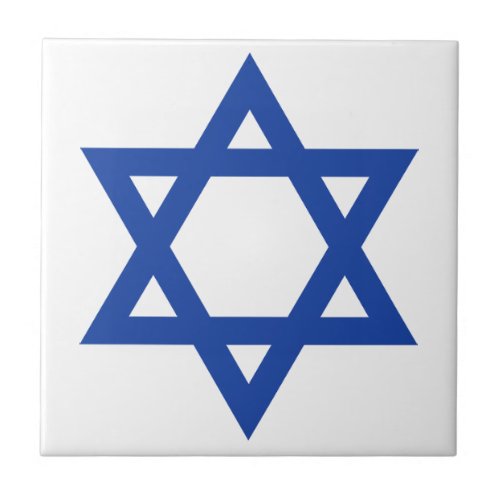 Blue Star of David Ceramic Tile