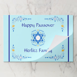 Blue Star of David Customize NAME Aqua Paper Mat