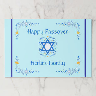Blue Star of David Customize NAME Paper Placemat