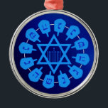 Blue Star Of David Hanukkah Metal Ornament<br><div class="desc">*Customize with your choice of background color.</div>
