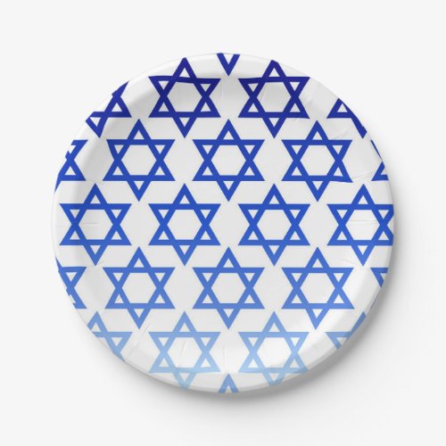 Blue Star of David Happy Hanukkah Jewish Holiday Paper Plates