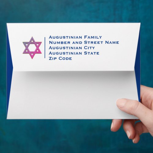 Blue STAR OF DAVID Jewish Envelope