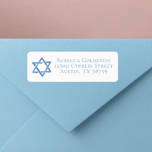 Blue Star of David Jewish Family Return Address Label