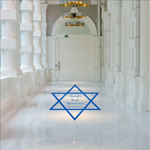 Blue Star of David Name Date Bar Mitzvah Floor Decals