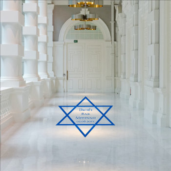Blue Star Of David Name | Date Bar Mitzvah Floor Decals by holidayhearts at Zazzle