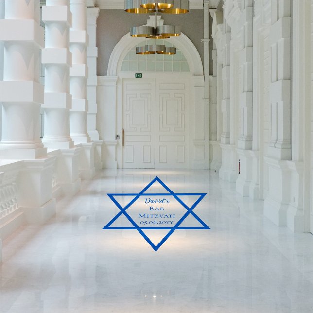 Blue Star of David Name | Date Bar Mitzvah Floor Decals (Creator Uploaded)