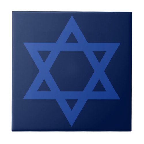 Blue Star of David Navy Blue Ceramic Tile