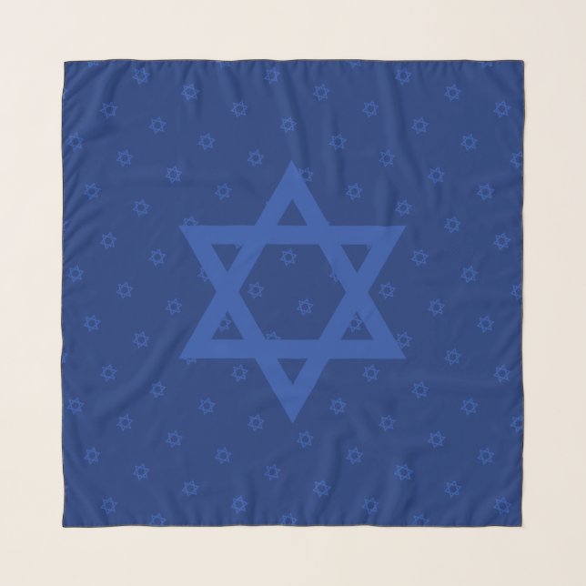 Blue Star of David Navy Blue Head Scarf (Front)