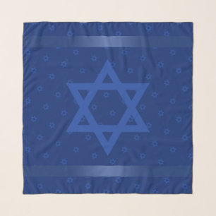 Blue Star of David Navy Blue Satin Ribbon Head Scarf