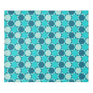 Blue Star of David Optical Illusion Pattern Duvet Cover