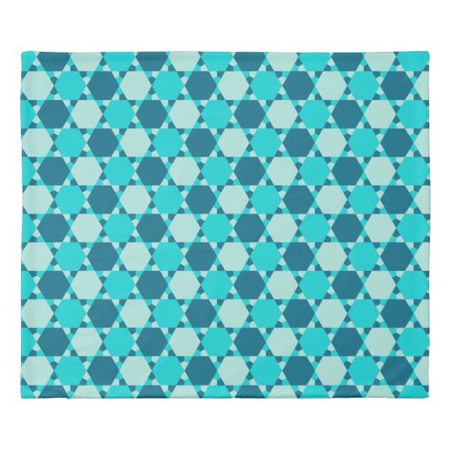 Blue Star of David Optical Illusion Pattern Duvet Cover (Back)