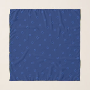 Blue Star of David Pattern Navy Blue Head Scarf