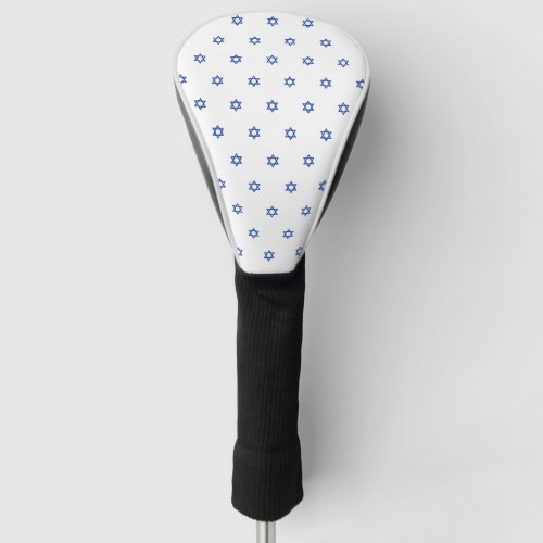 Blue Star of David Pattern White Golf Head Cover