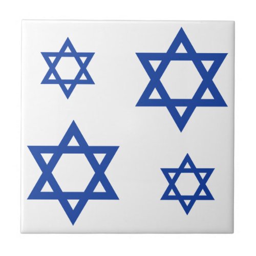 Blue Star of David Repeat Pattern Ceramic Tile