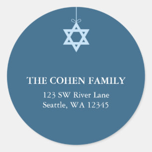 Blue Star Of David Return Address Labels