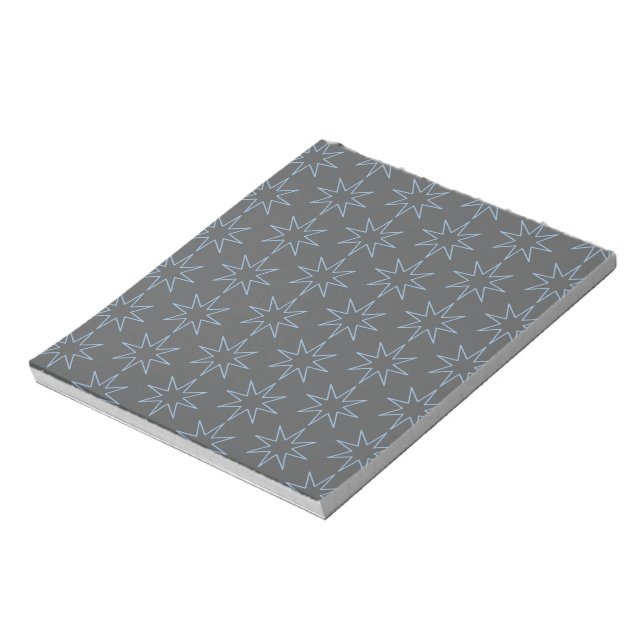 Blue Star Outline on Gray Notepad (Rotated)