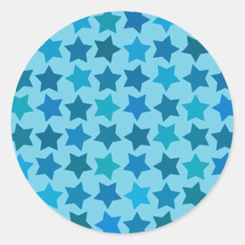 Blue Star Pattern Classic Round Sticker