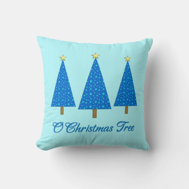 Blue Star Pattern Modern Christmas Trees Throw Pillow (Front)