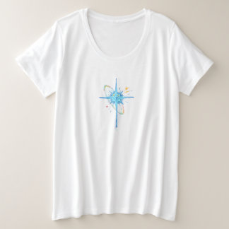 Blue star pattern plus size T-Shirt