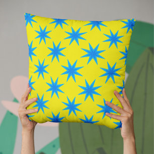 Blue Star Pattern Throw Pillow