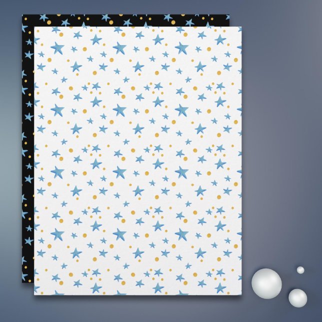 Blue star pattern with yellow dots scrapbooking (Creator Uploaded)